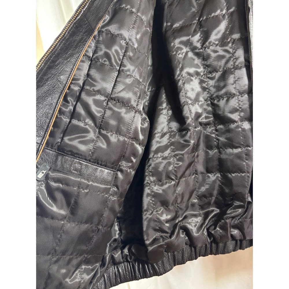 ST JOHNSBAY Mens Dark Brown‎ Genuine Leather Bomber Jacket Lined Size XXL - Picture 4 of 6